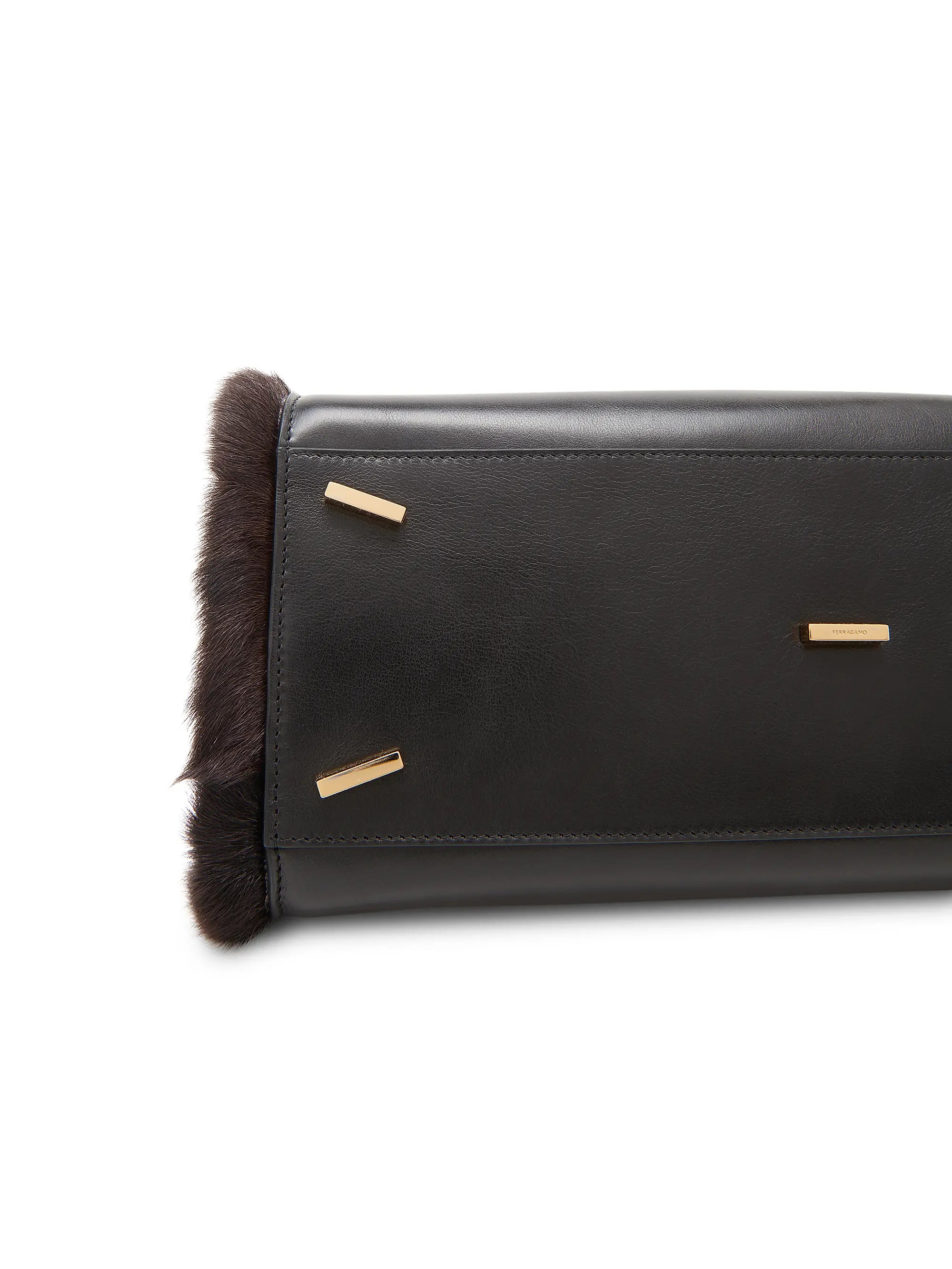 FERRAGAMO Medium Hug Leather & Shearling Tote Bag