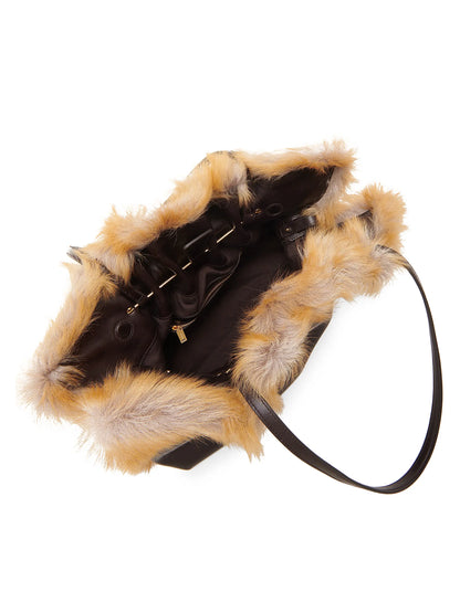FERRAGAMO Medium Soft Leather & Shearling Tote Bag
