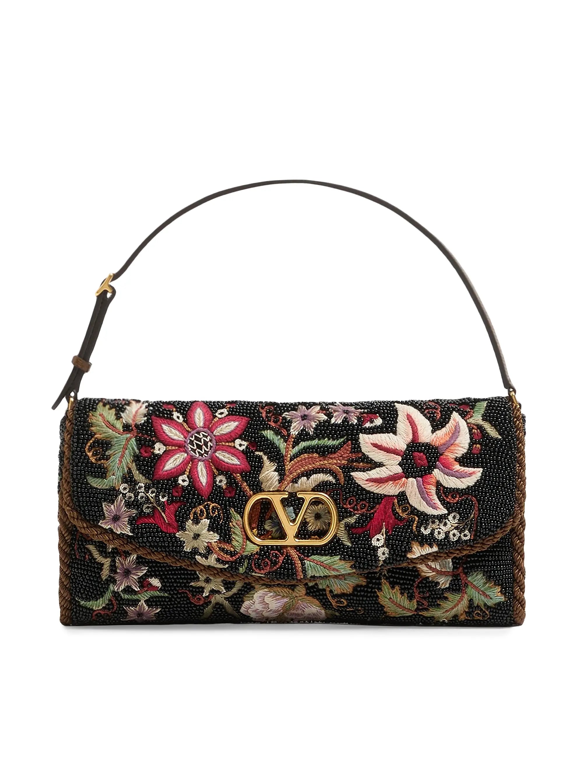 Valentino Garavani Vain Soft Embroidered Small Shoulder Bag