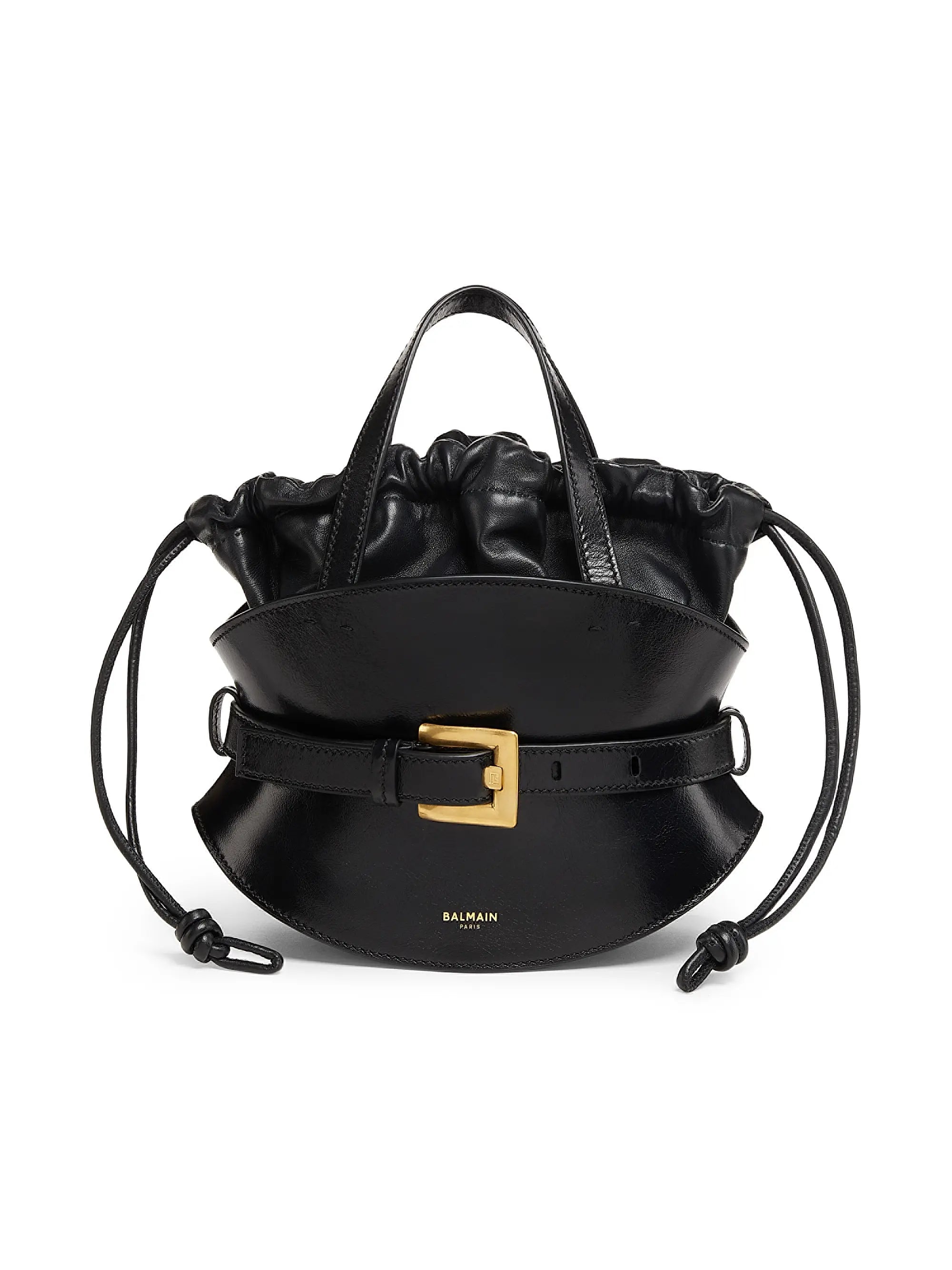 Balmain Mini Shuffle Leather Top Handle Bag