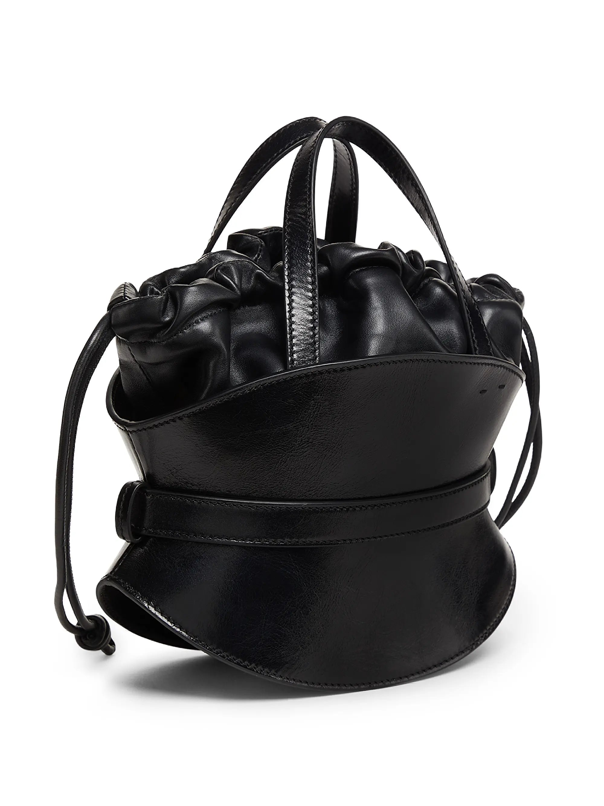 Balmain Mini Shuffle Leather Top Handle Bag