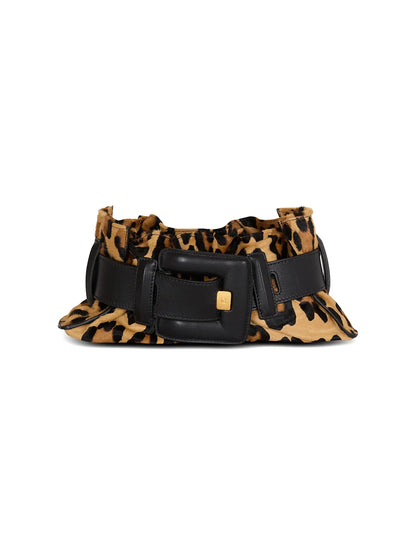 Balmain Mini Anthem Leopard Print Leather Top Handle Bag