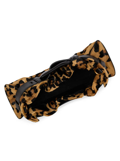 Balmain Mini Anthem Leopard Print Leather Top Handle Bag