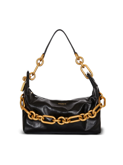 Balmain Medium Sync Chain-Link & Leather Shoulder Bag