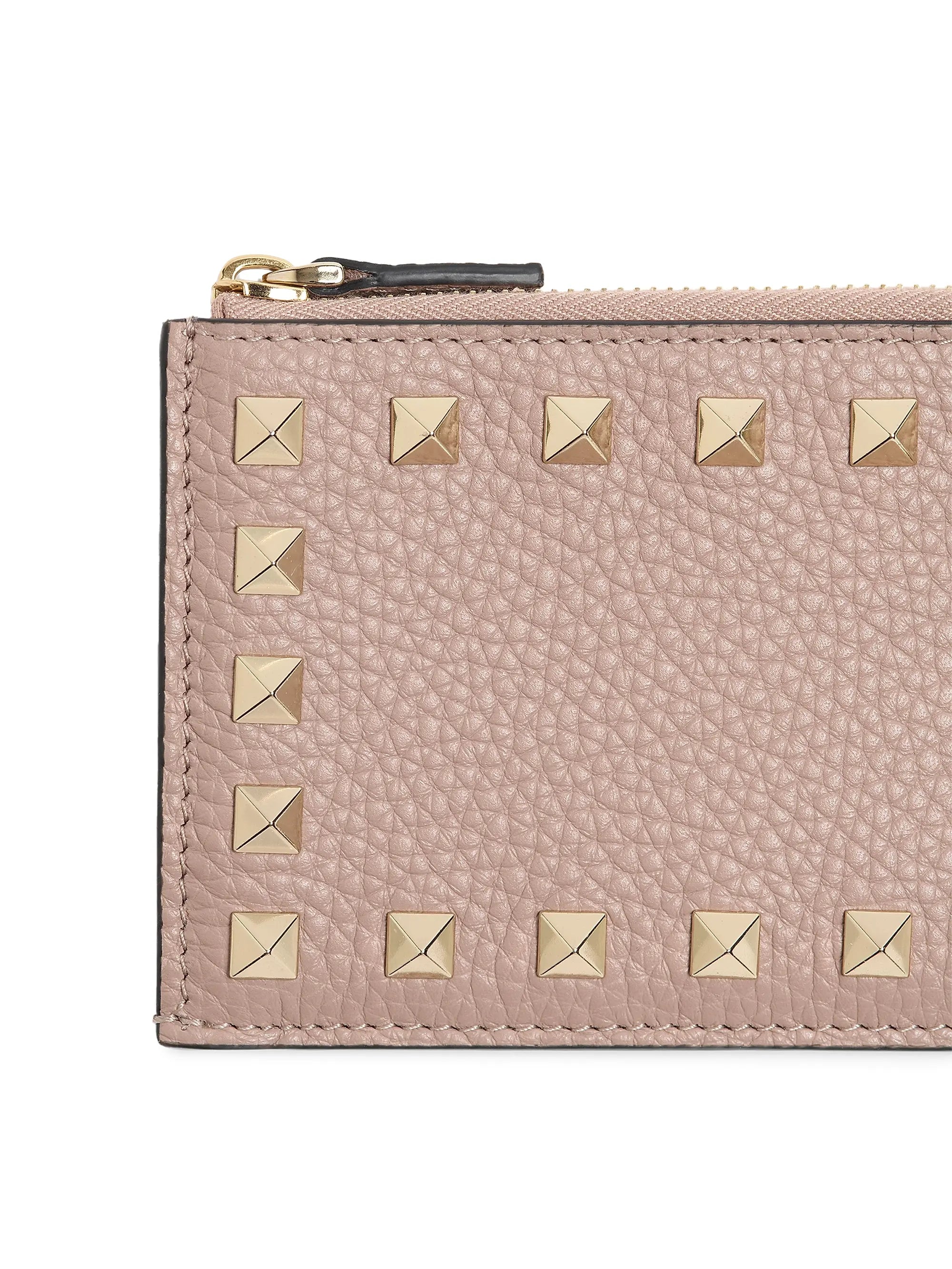 Valentino Garavani Rockstud Grainy Calfskin Cardholder with Zipper