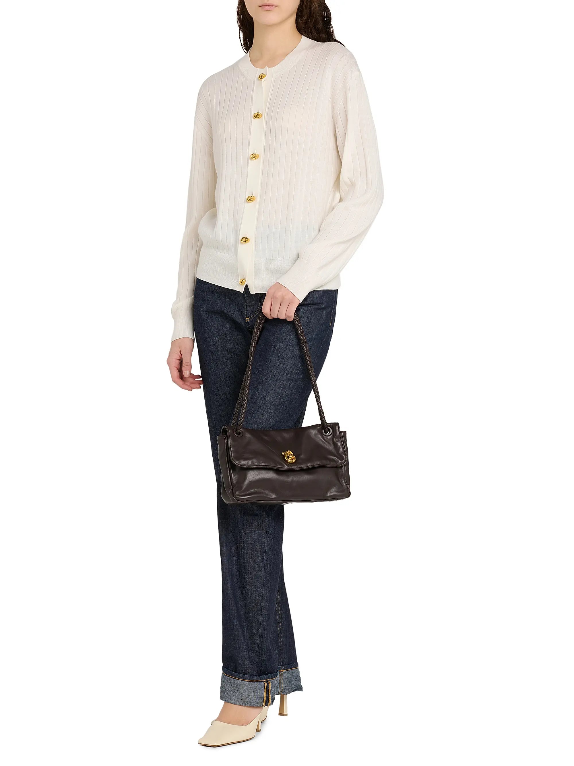 Bottega Veneta Soft Lock Leather Shoulder Bag
