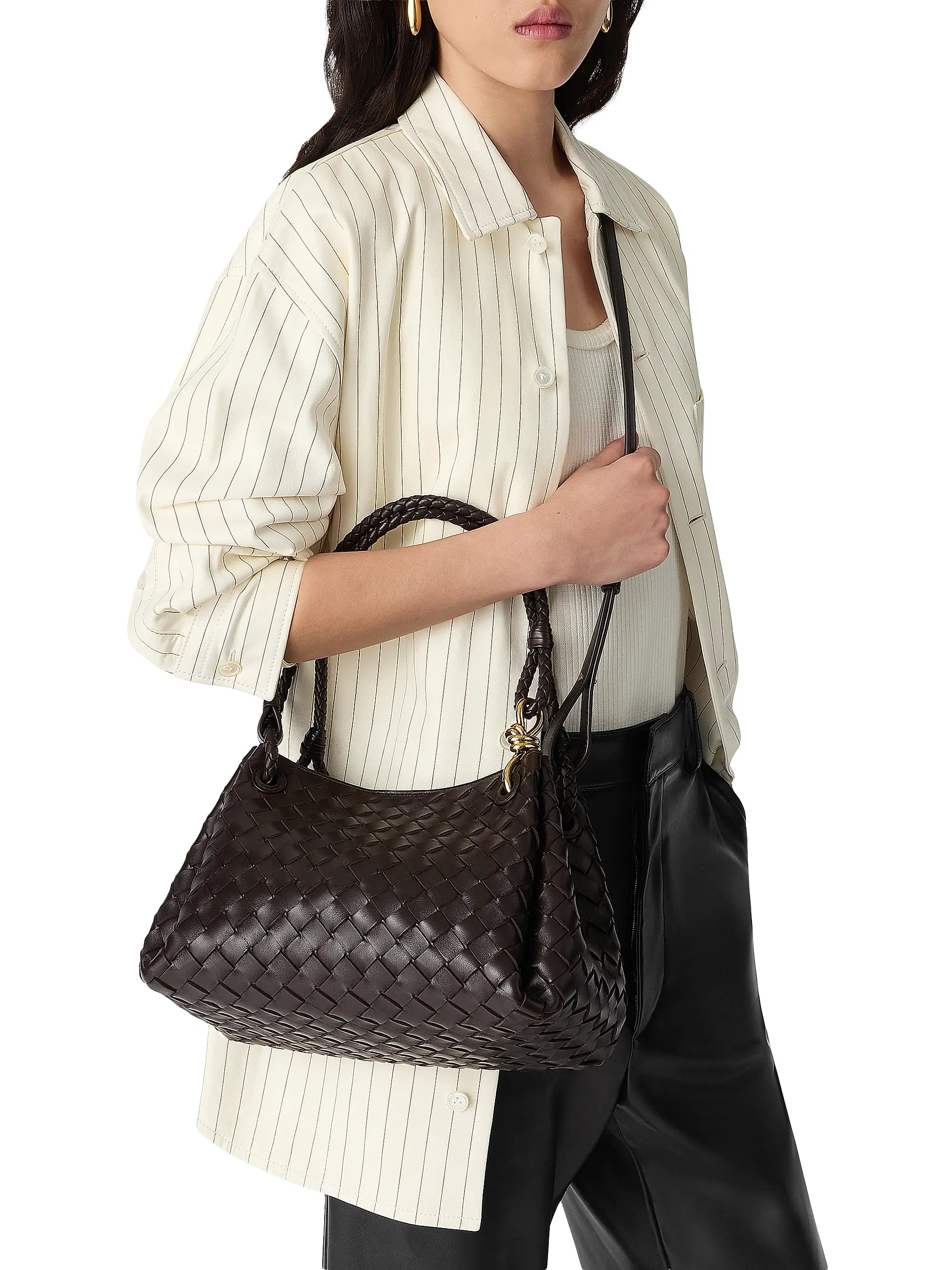 Bottega Veneta Medium Parachute Intrecciato Leather Shoulder Bag