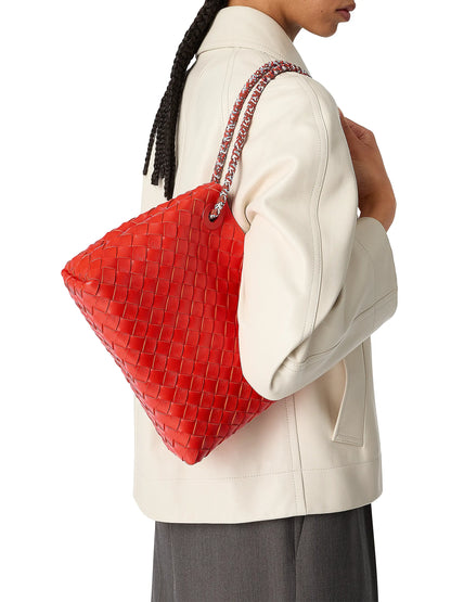 Bottega Veneta Small Andiamo Intrecciato Leather Top Handle Bag