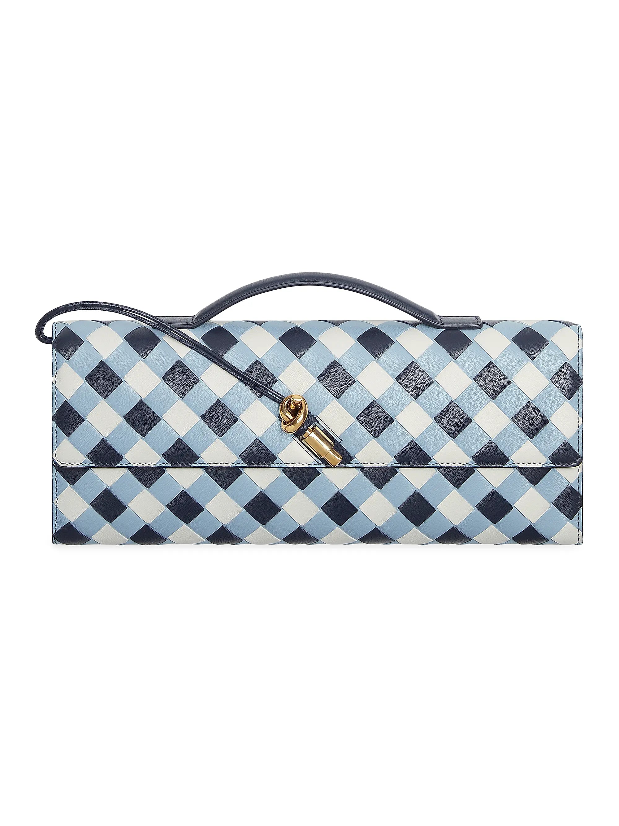 Bottega Veneta Andiamo Vichy Leather Clutch
