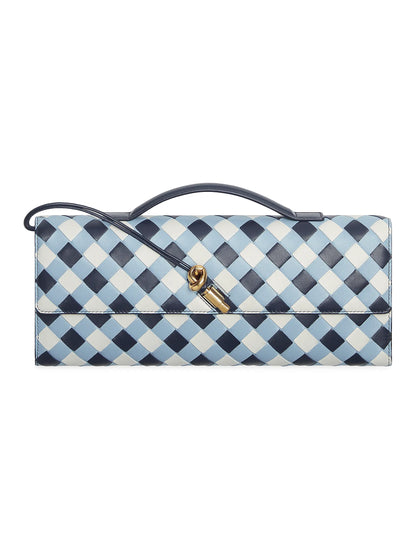 Bottega Veneta Andiamo Vichy Leather Clutch