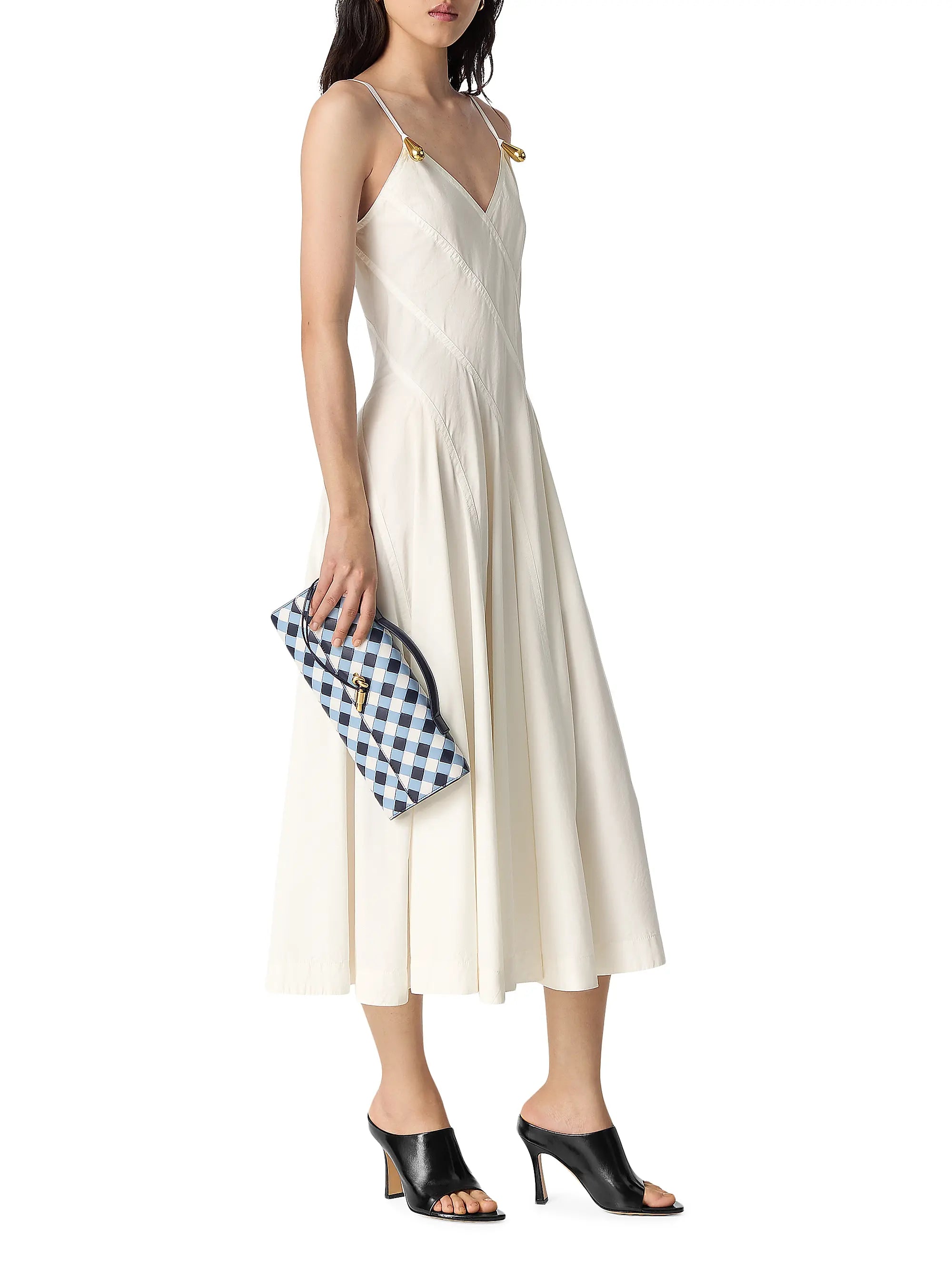 Bottega Veneta Andiamo Vichy Leather Clutch
