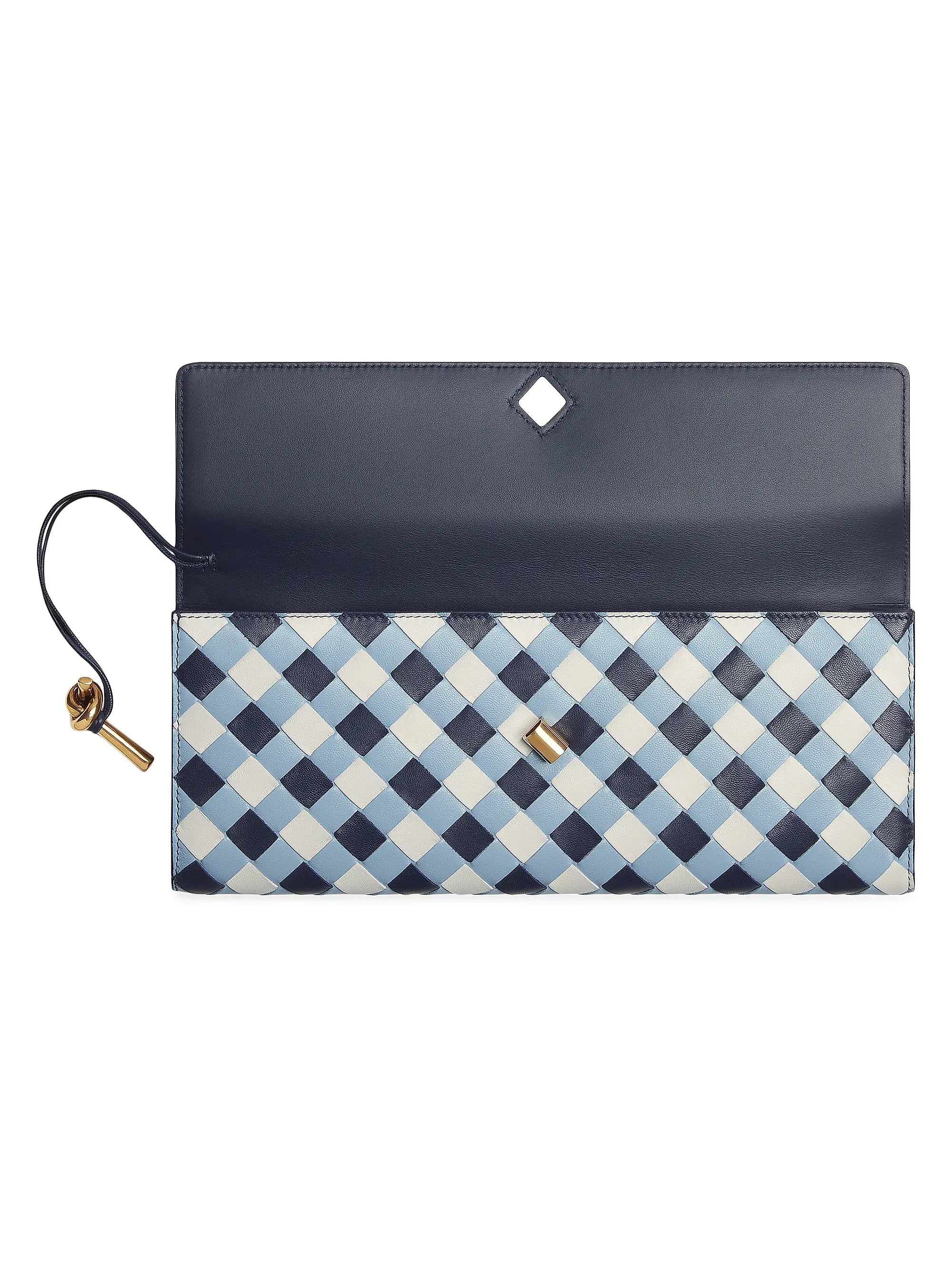 Bottega Veneta Andiamo Vichy Leather Clutch