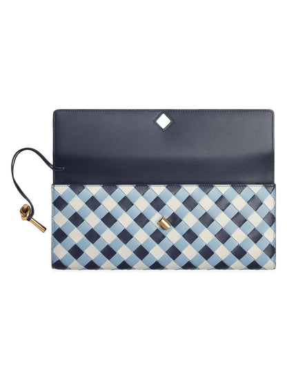 Bottega Veneta Andiamo Vichy Leather Clutch