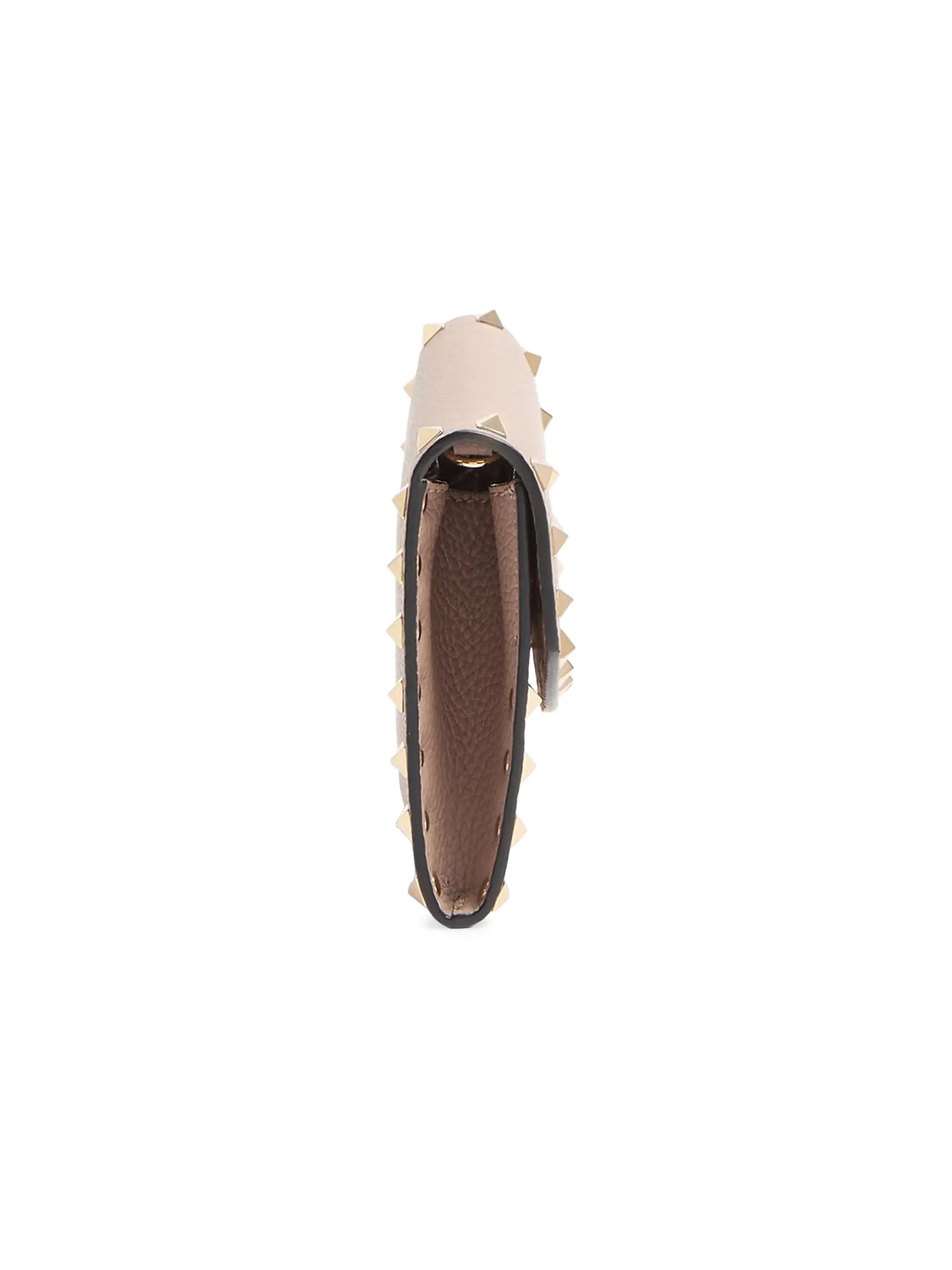 Valentino Garavani Rockstud Wallet with Chain in Grainy Calfskin