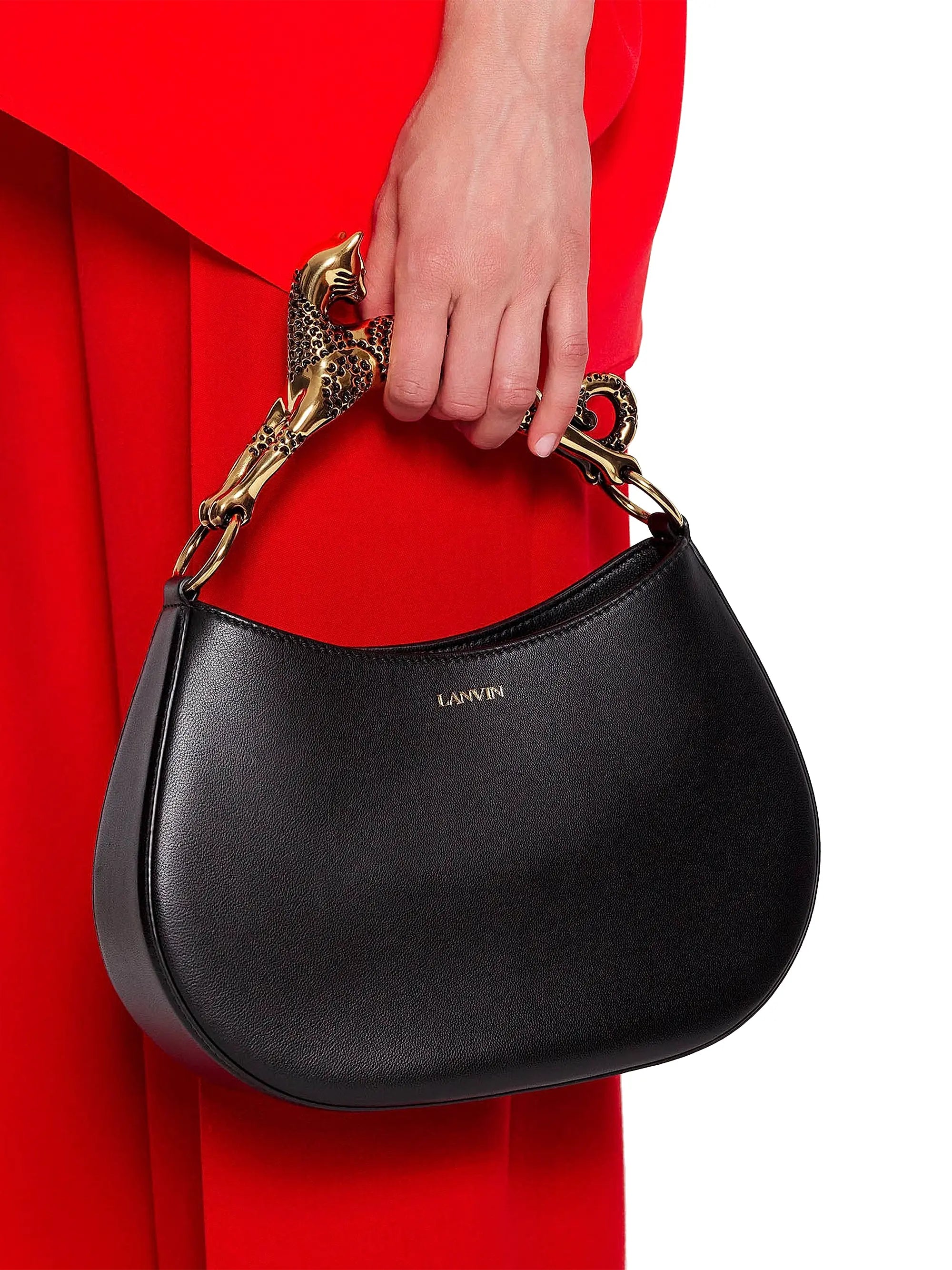 Lanvin Hobo Cat Leather Top Handle Bag
