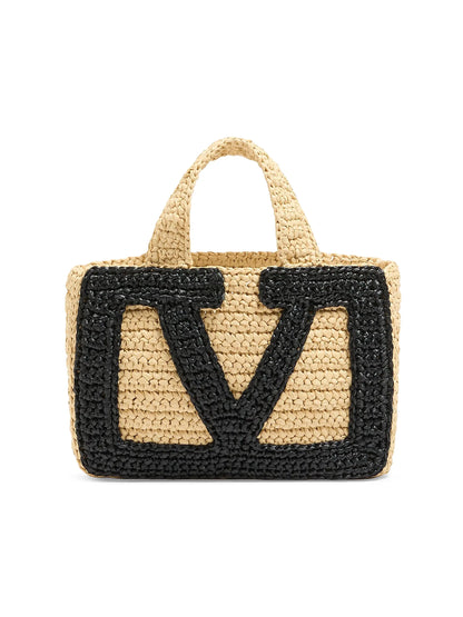 Valentino Garavani Viva Superstar Small Shopping Bag in Raffia