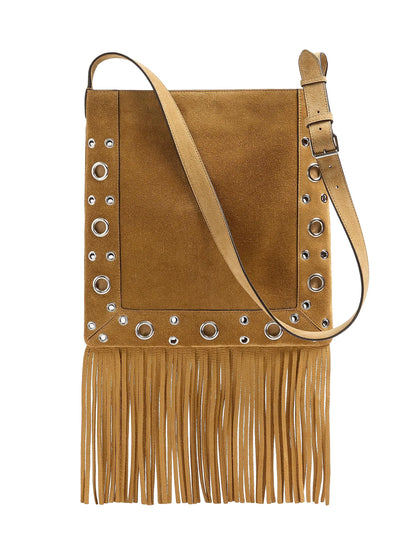 Valentino Garavani Nellcôte Suede Shoulder Bag with Fringes