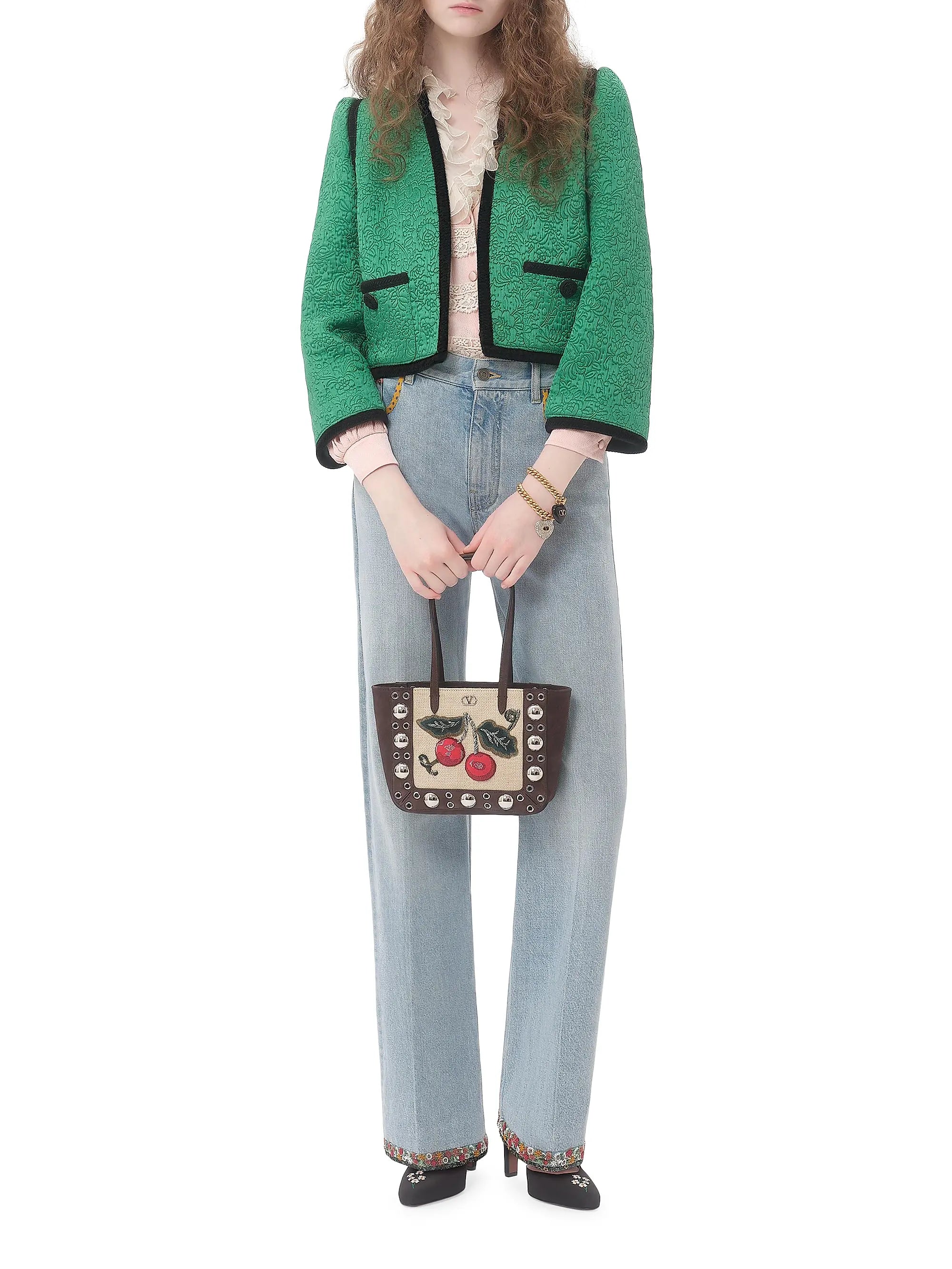 Valentino Garavani Nellcote Mini Embroidered Tote Shopping Bag