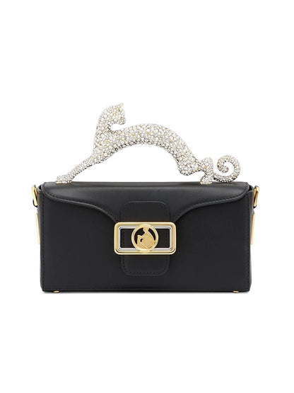 Lanvin Nano Pencil Cat Top Handle Bag in Leather and Rhinestone