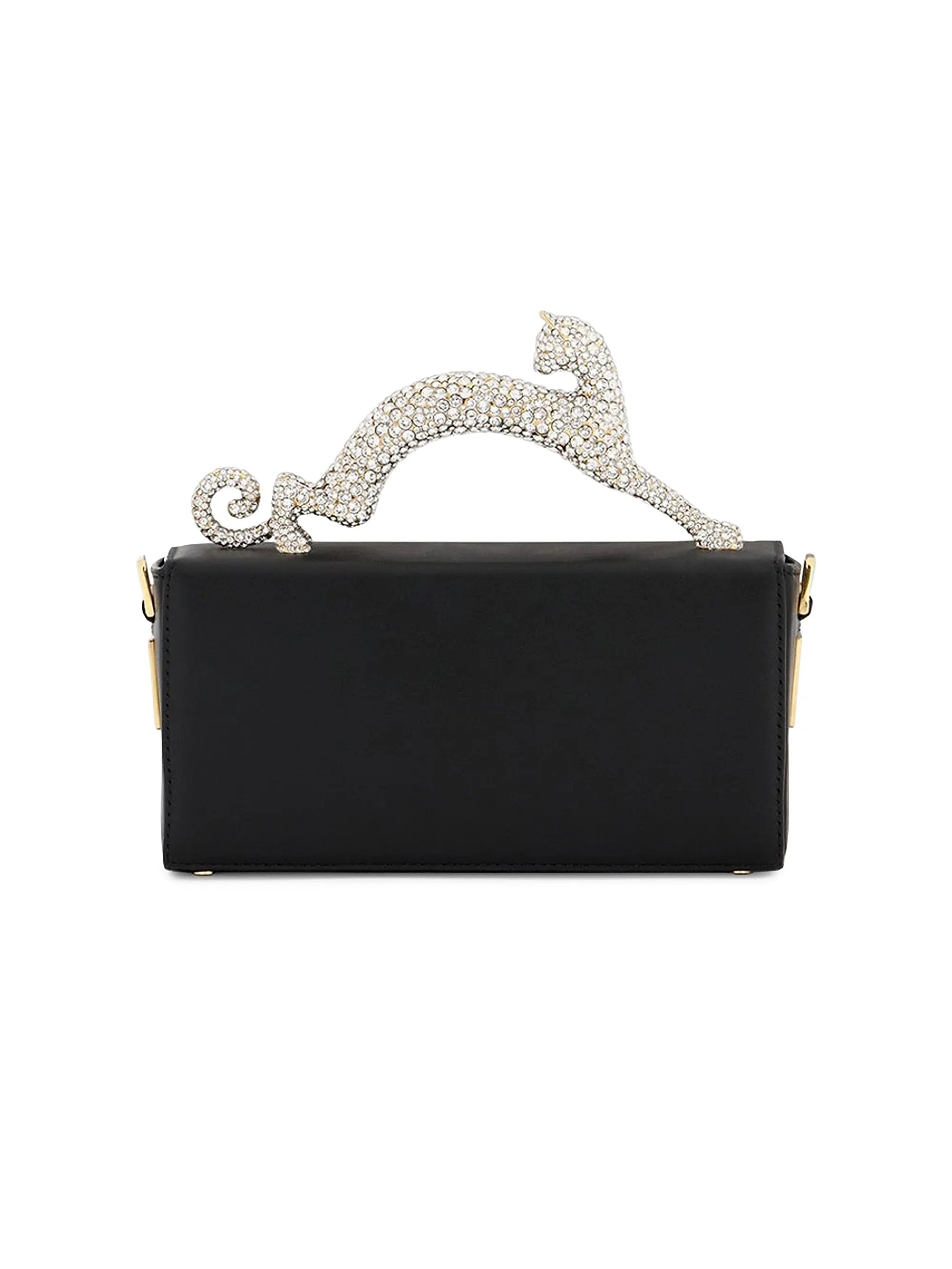 Lanvin Nano Pencil Cat Top Handle Bag in Leather and Rhinestone