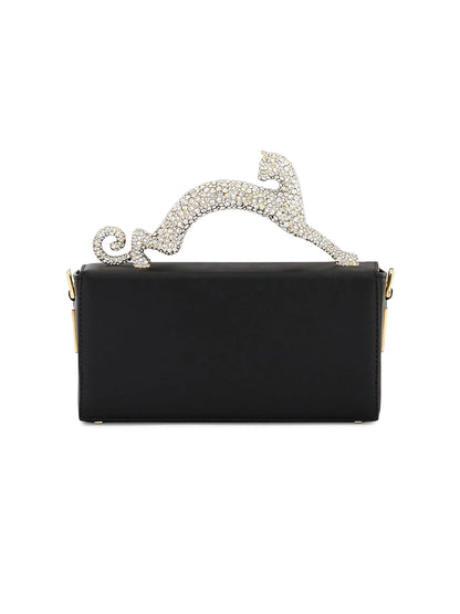 Lanvin Nano Pencil Cat Top Handle Bag in Leather and Rhinestone