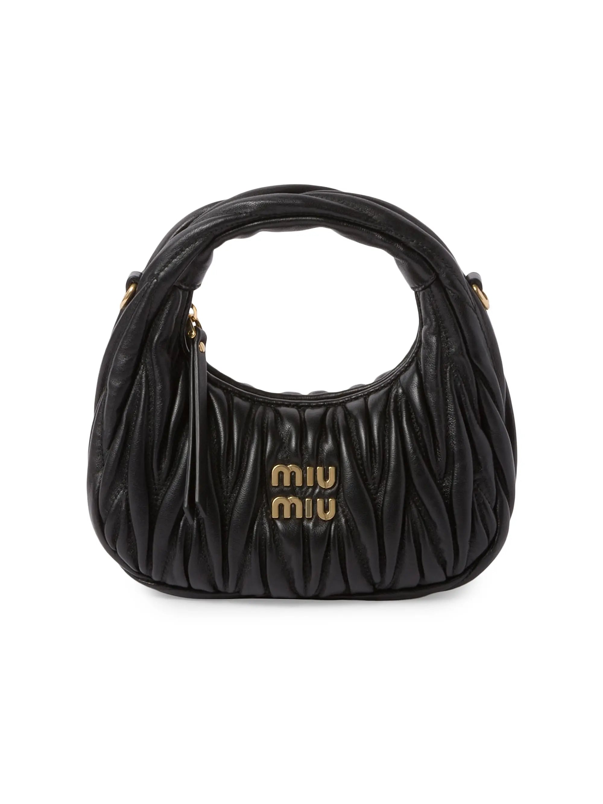 Miu Miu Wander Matelassé Nappa Leather Hobo Mini-Bag
