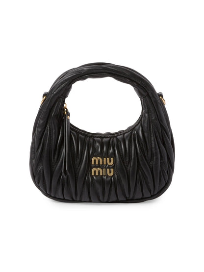 Miu Miu Wander Matelassé Nappa Leather Hobo Mini-Bag