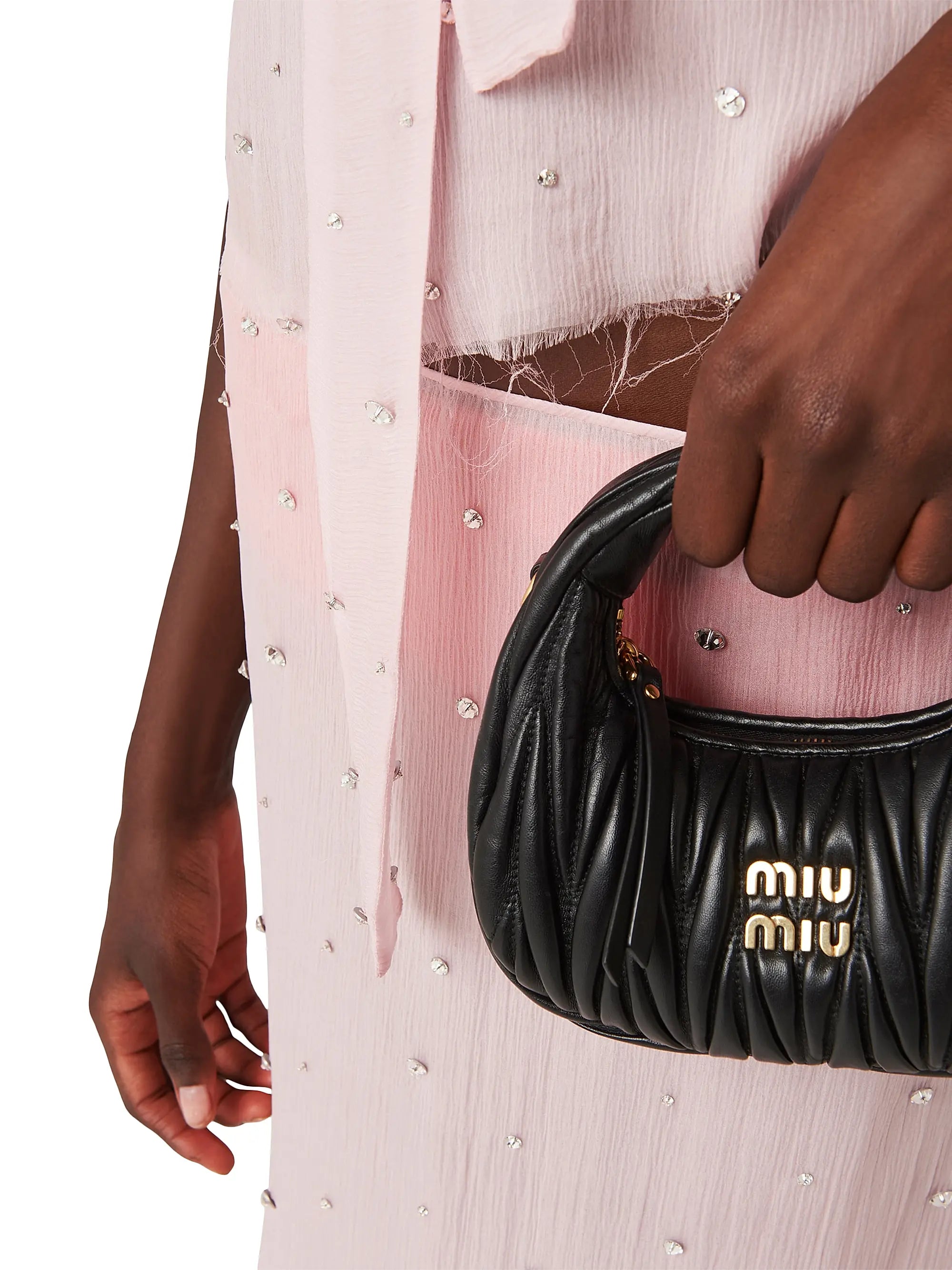 Miu Miu Wander Matelassé Nappa Leather Hobo Mini-Bag