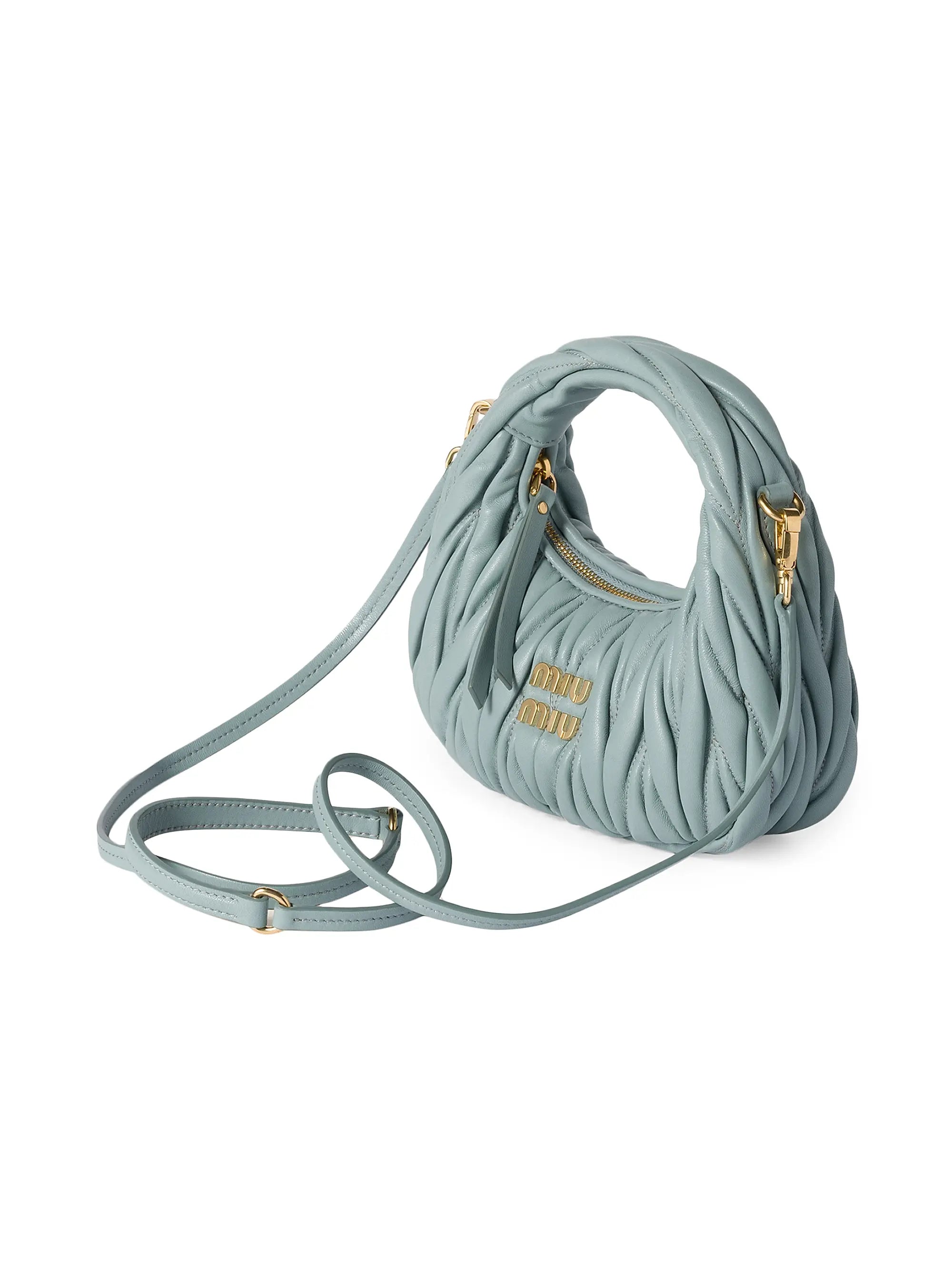 Miu Miu Wander Matelassé Nappa Leather Hobo Mini-Bag