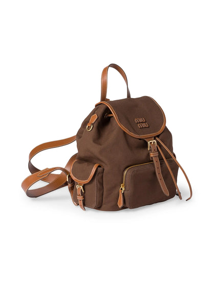 Miu Miu Canvas and Leather Backpack