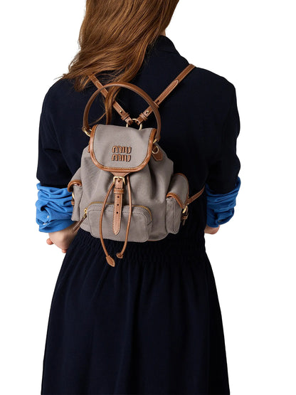 Miu Miu Canvas and Leather Backpack