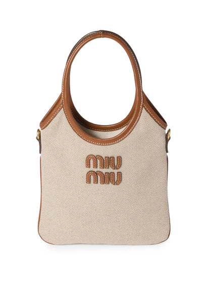 Miu Miu Ivy Canvas and Leather Top Handle Bag