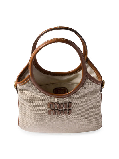 Miu Miu Ivy Canvas and Leather Top Handle Bag