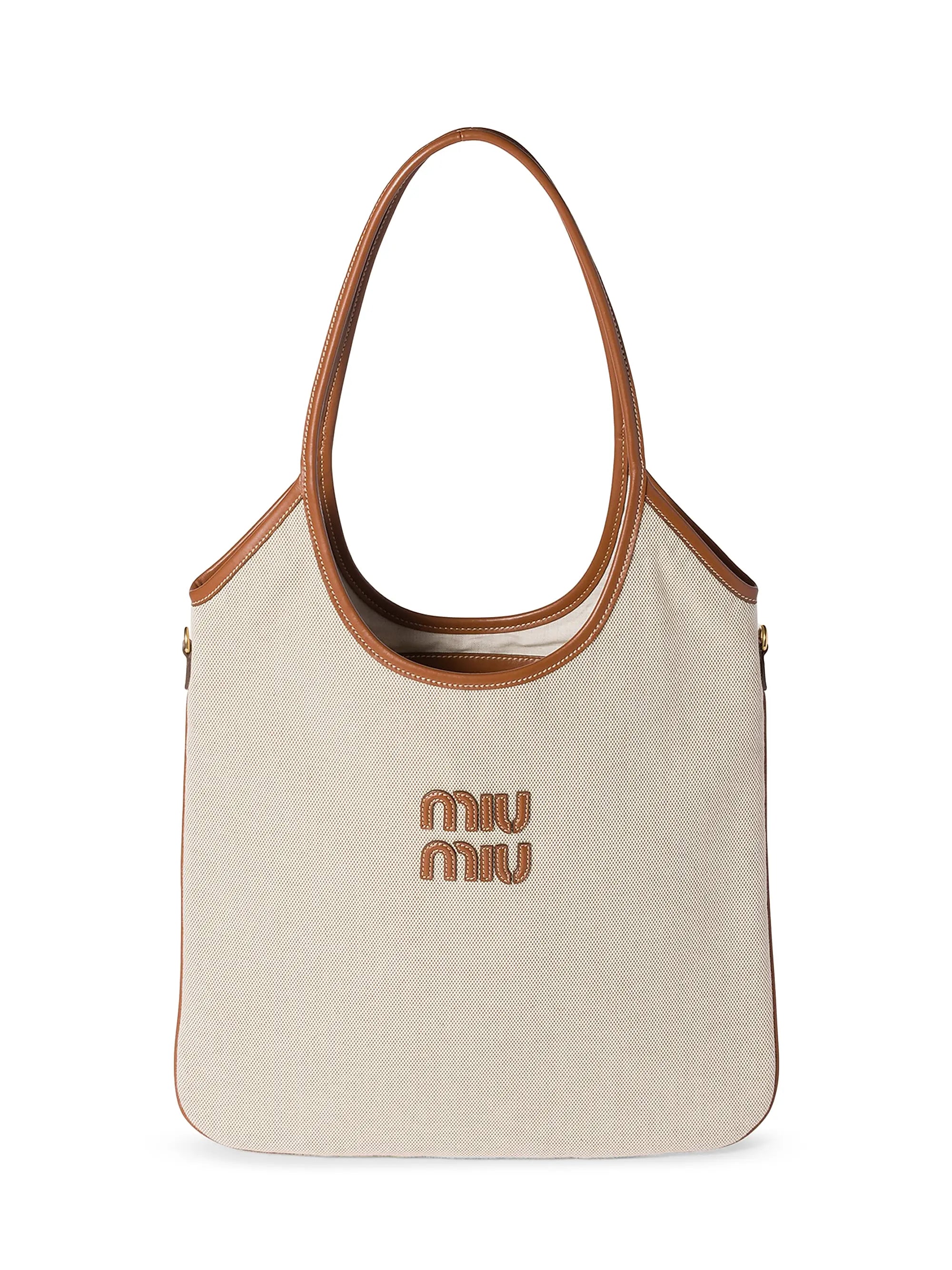 Miu Miu Ivy Canvas and Leather Tote Bag
