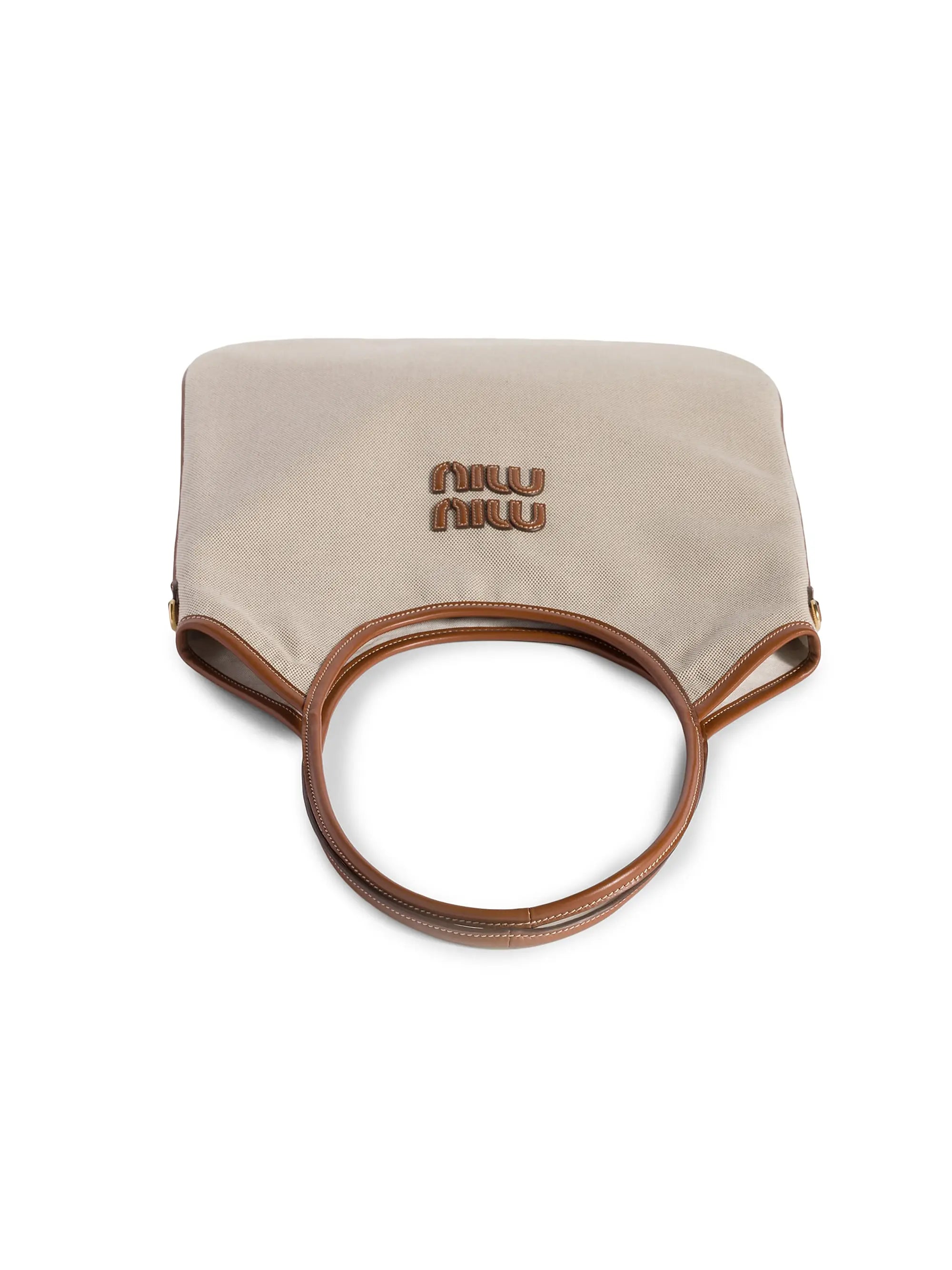 Miu Miu Ivy Canvas and Leather Tote Bag