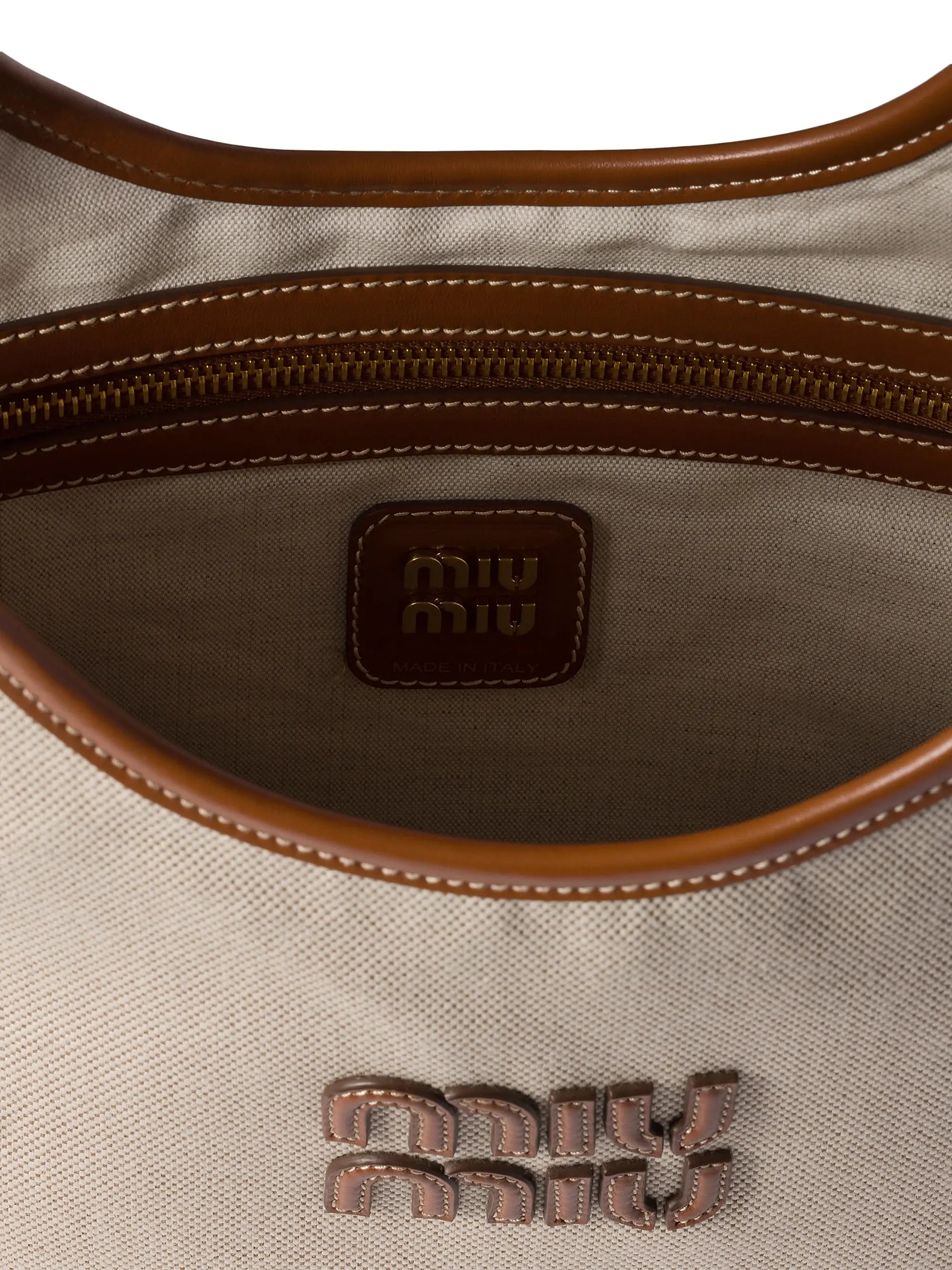 Miu Miu Ivy Canvas and Leather Tote Bag