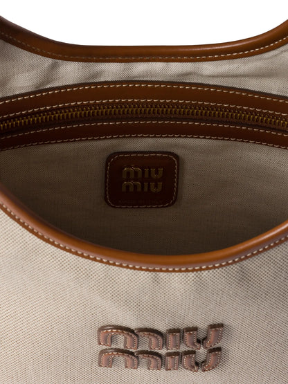 Miu Miu Ivy Canvas and Leather Tote Bag