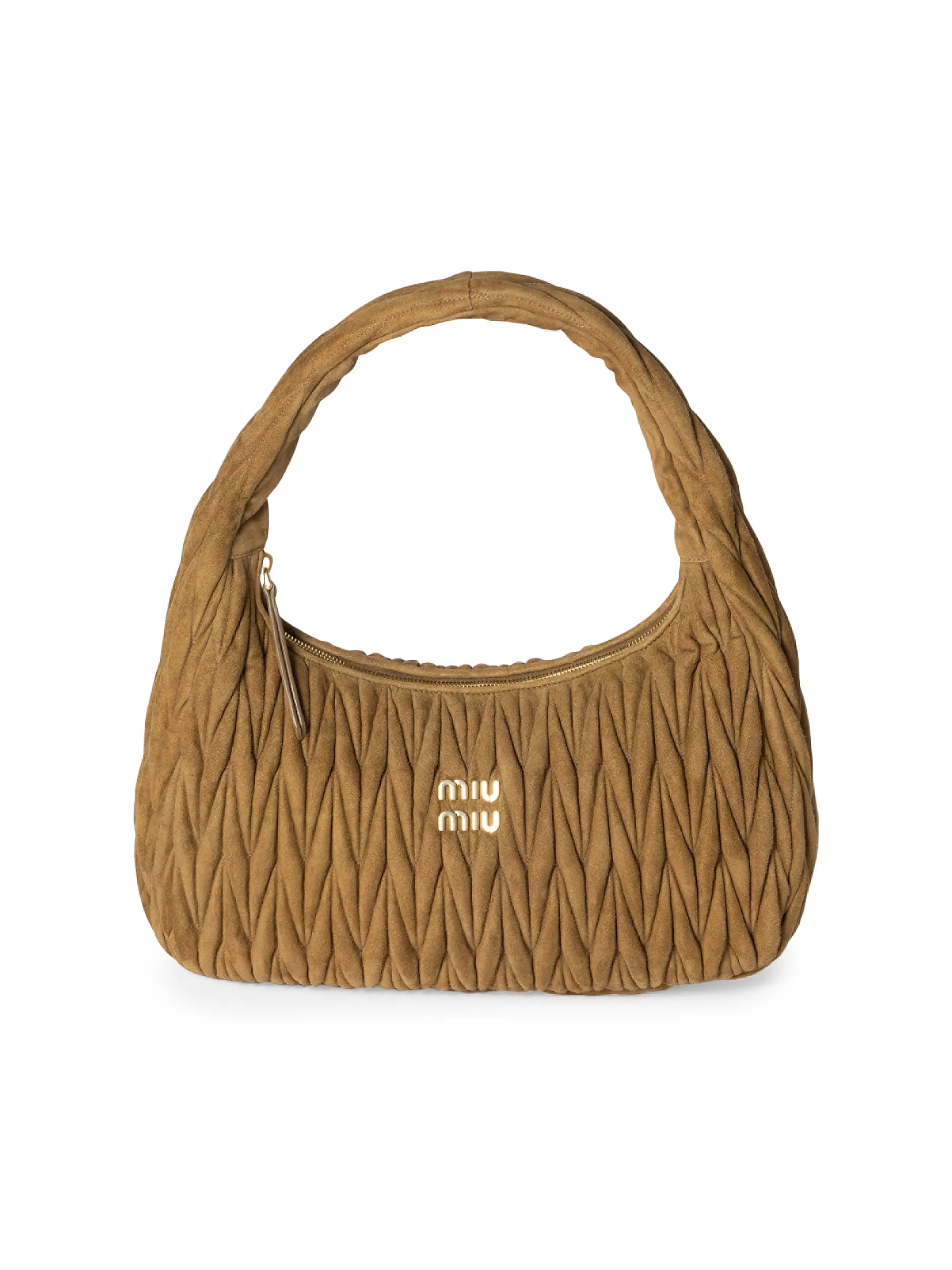 Miu Miu Wander Matelassé Suede Hobo Bag