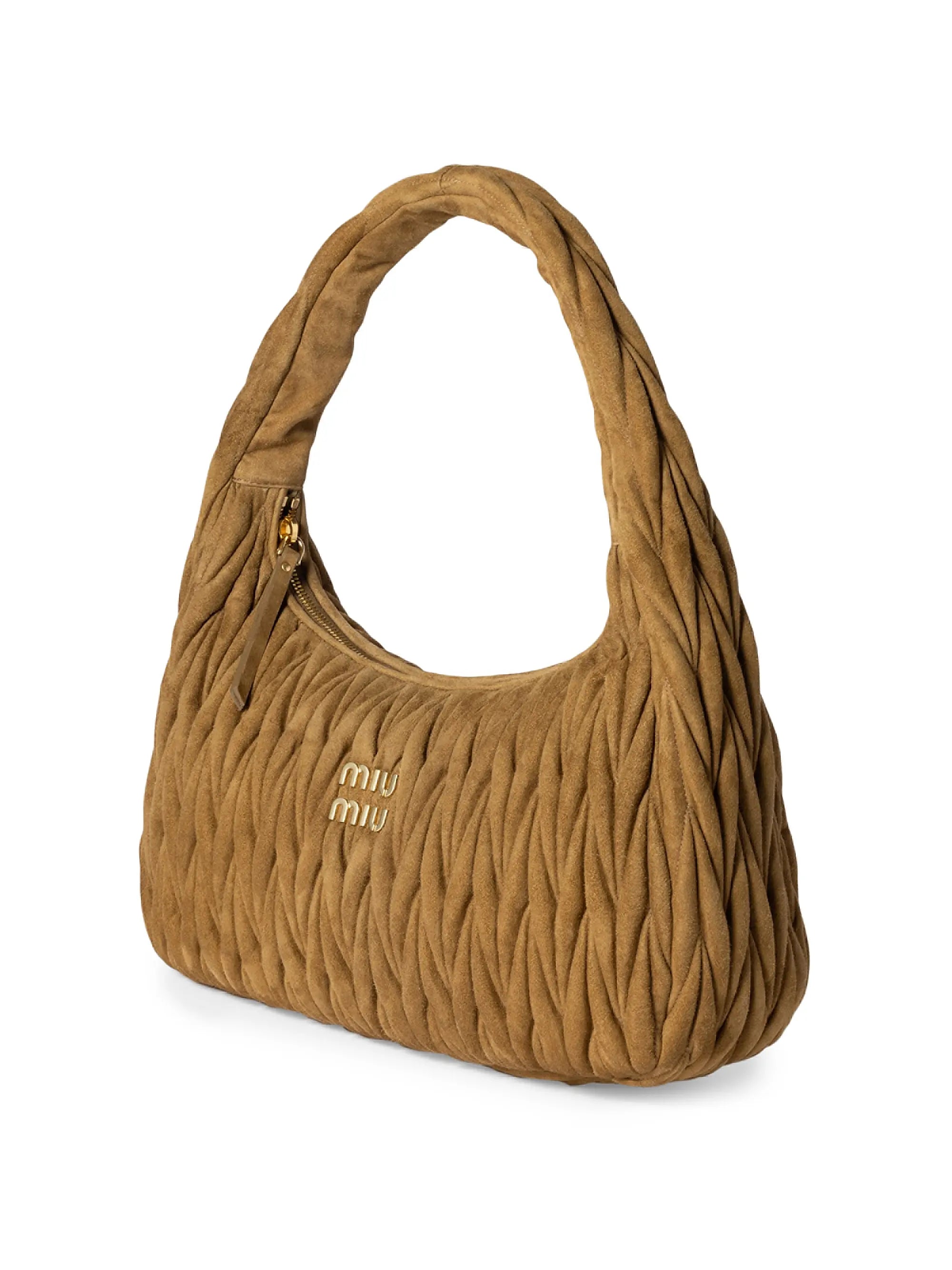 Miu Miu Wander Matelassé Suede Hobo Bag