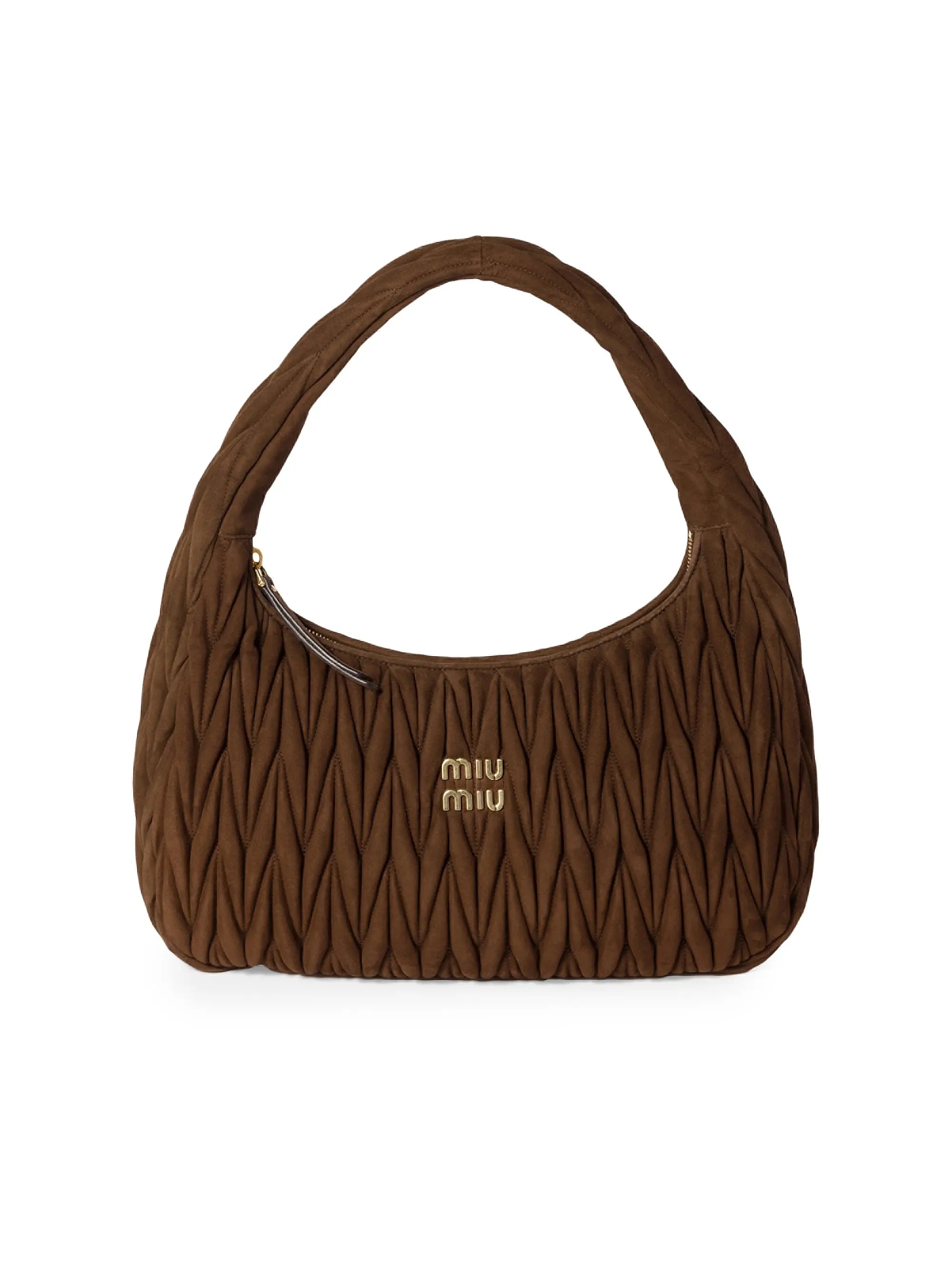 Miu Miu Wander Matelassé Suede Hobo Bag