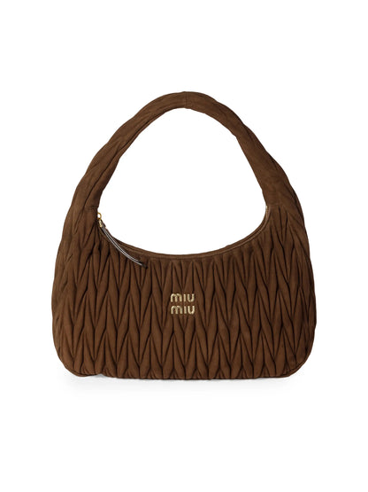 Miu Miu Wander Matelassé Suede Hobo Bag