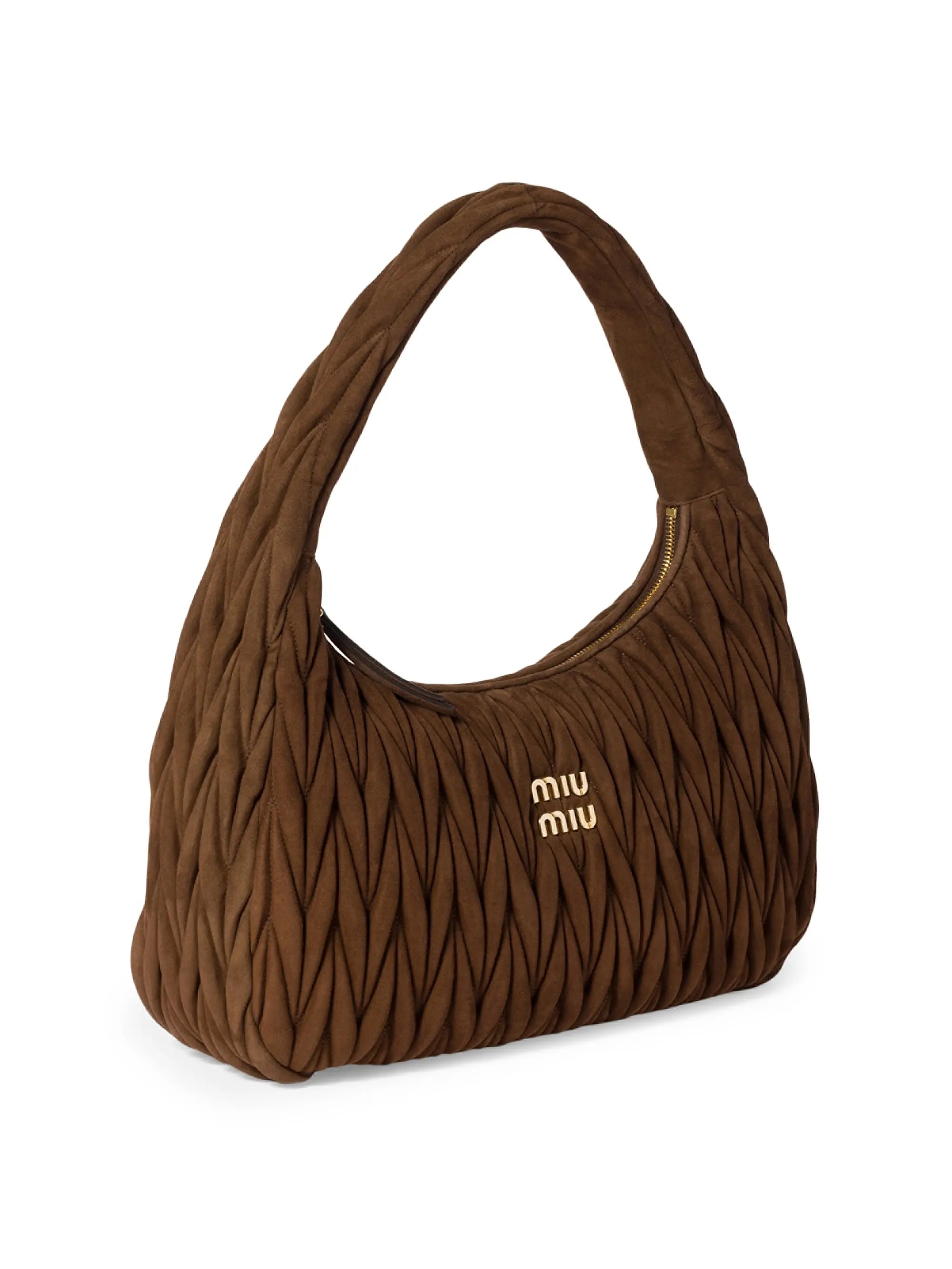 Miu Miu Wander Matelassé Suede Hobo Bag