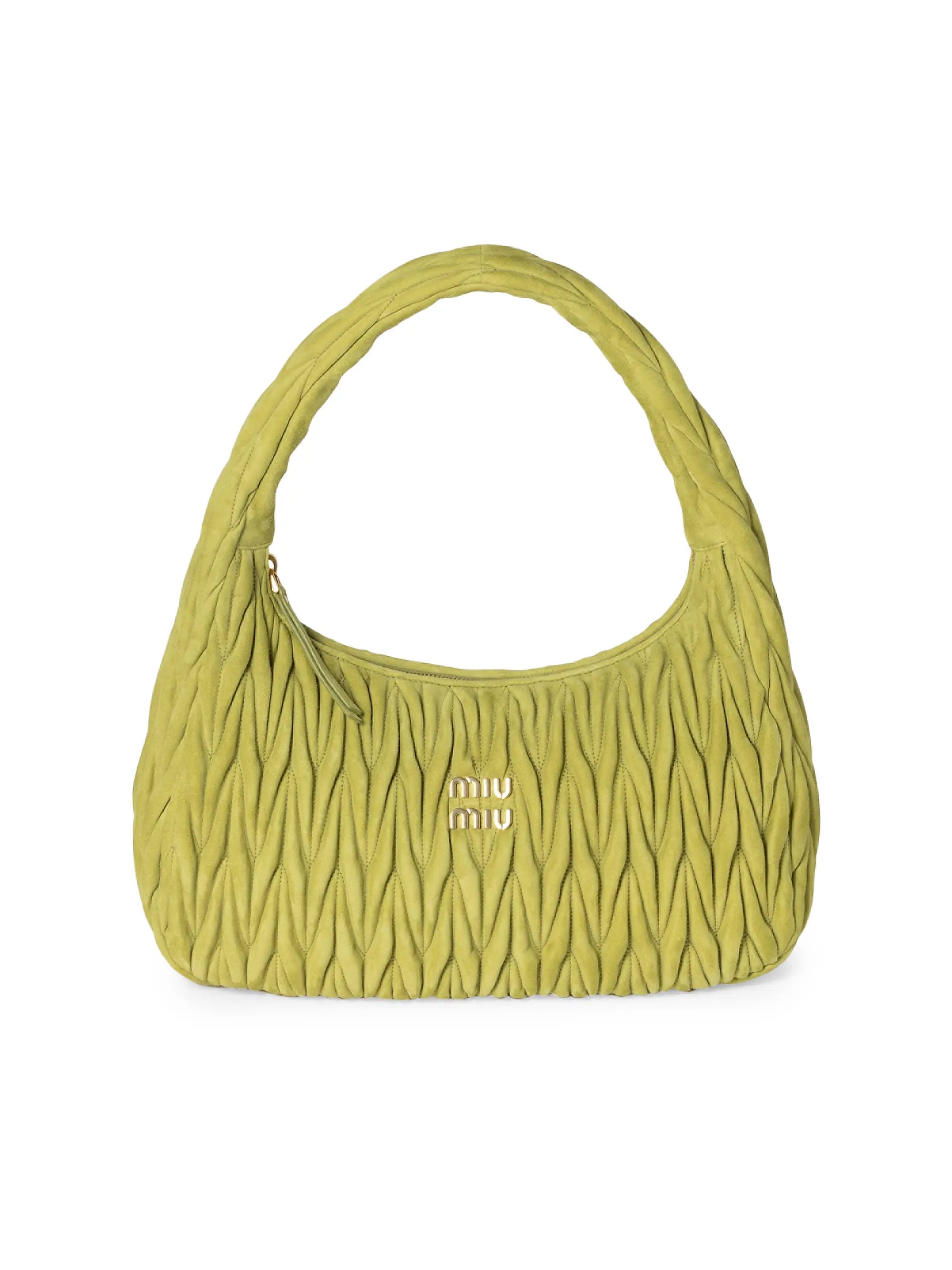 Miu Miu Wander Matelassé Suede Hobo Bag