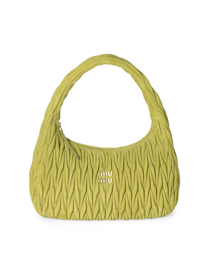 Miu Miu Wander Matelassé Suede Hobo Bag