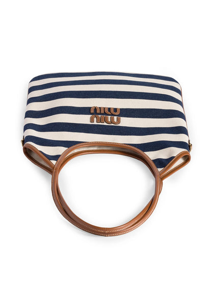 Miu Miu Ivy Canvas and Leather Tote Bag