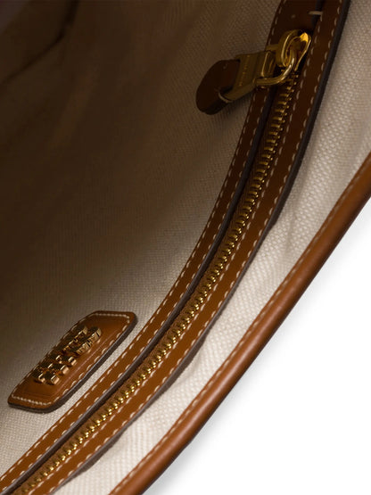 Miu Miu Ivy Canvas and Leather Tote Bag