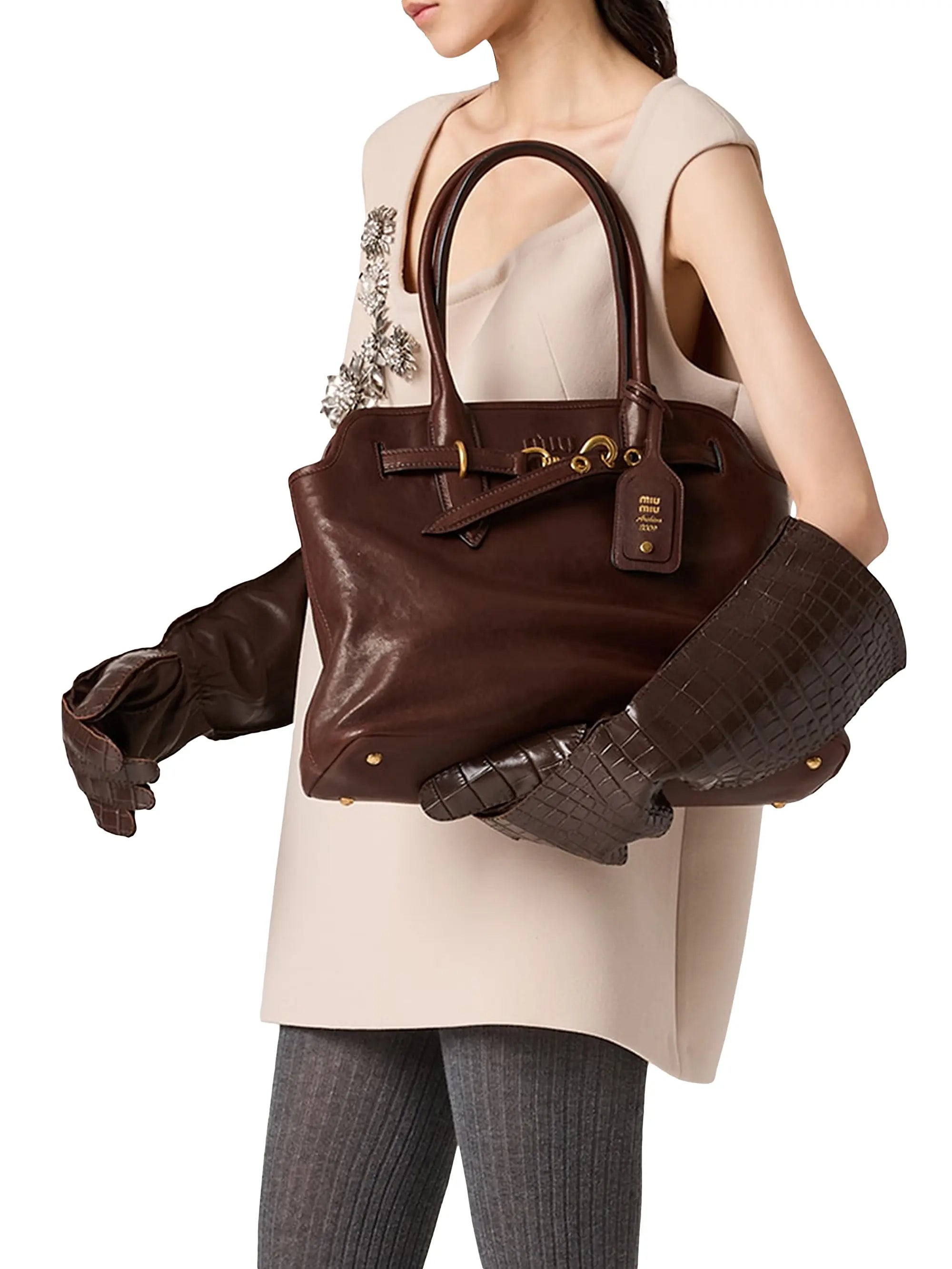 Miu Miu Aventure Nappa Leather Shoulder Bag