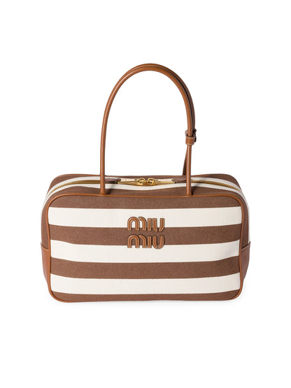 Miu Miu Beau Canvas and Leather Shoulder Bag