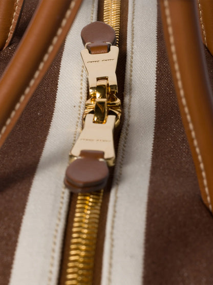 Miu Miu Beau Canvas and Leather Shoulder Bag