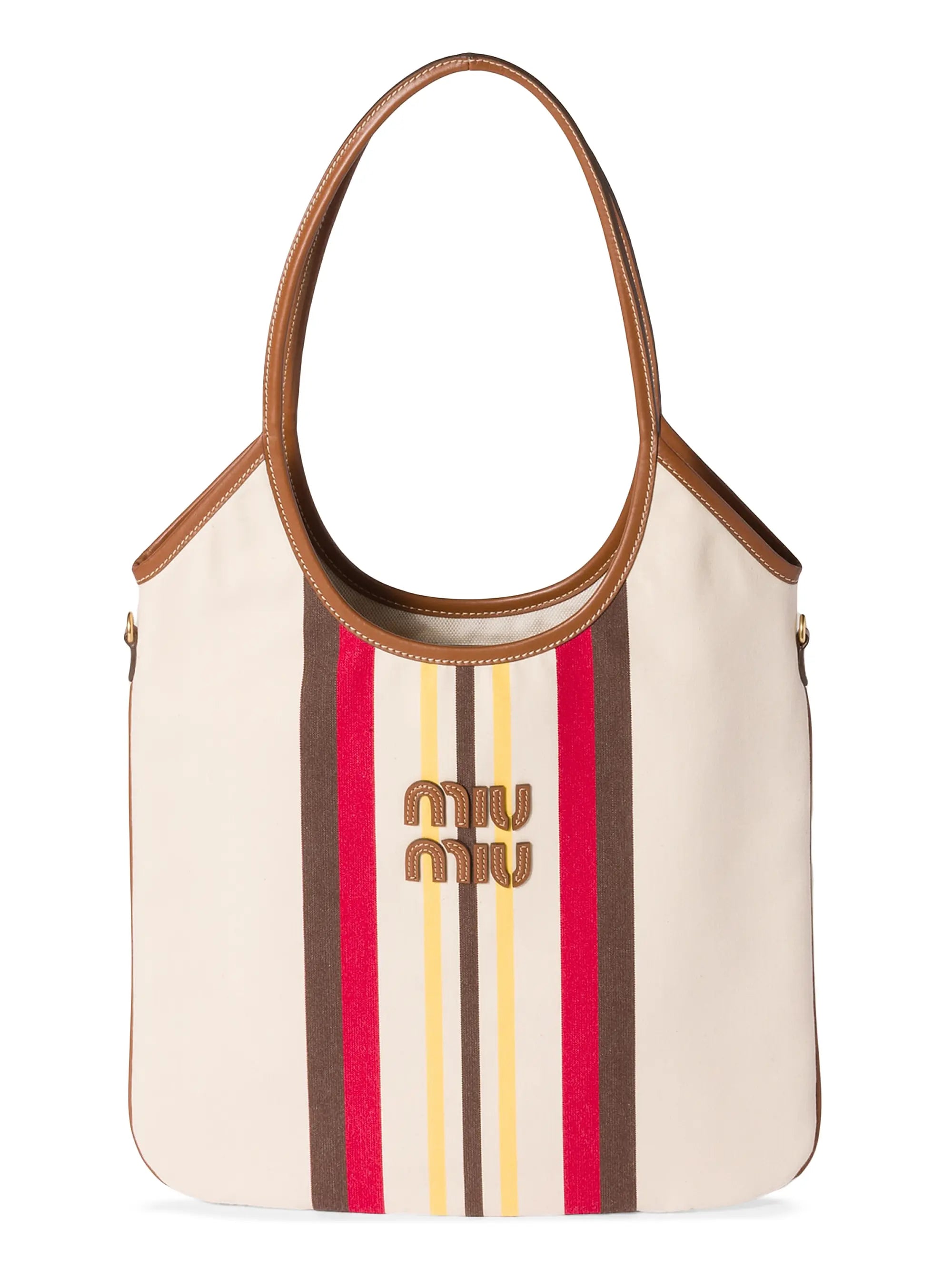 Miu Miu Ivy Canvas and Leather Tote Bag